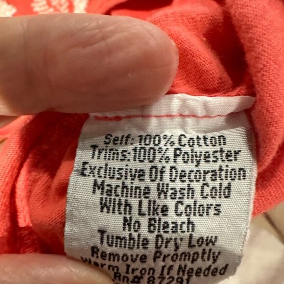 JOHNNY WAS Coral Pink White Floral Embroidered Boho Short Sleeve Tunic Top - Picture 5 of 5